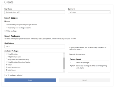 Create a API key on NuGet.org